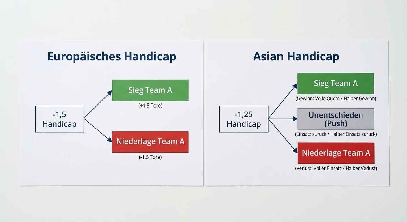 Asian Handicap vs. europäisches Handicap Tennis: Direktvergleich Risikoprofil, Quotenstruktur und Push-Schutz