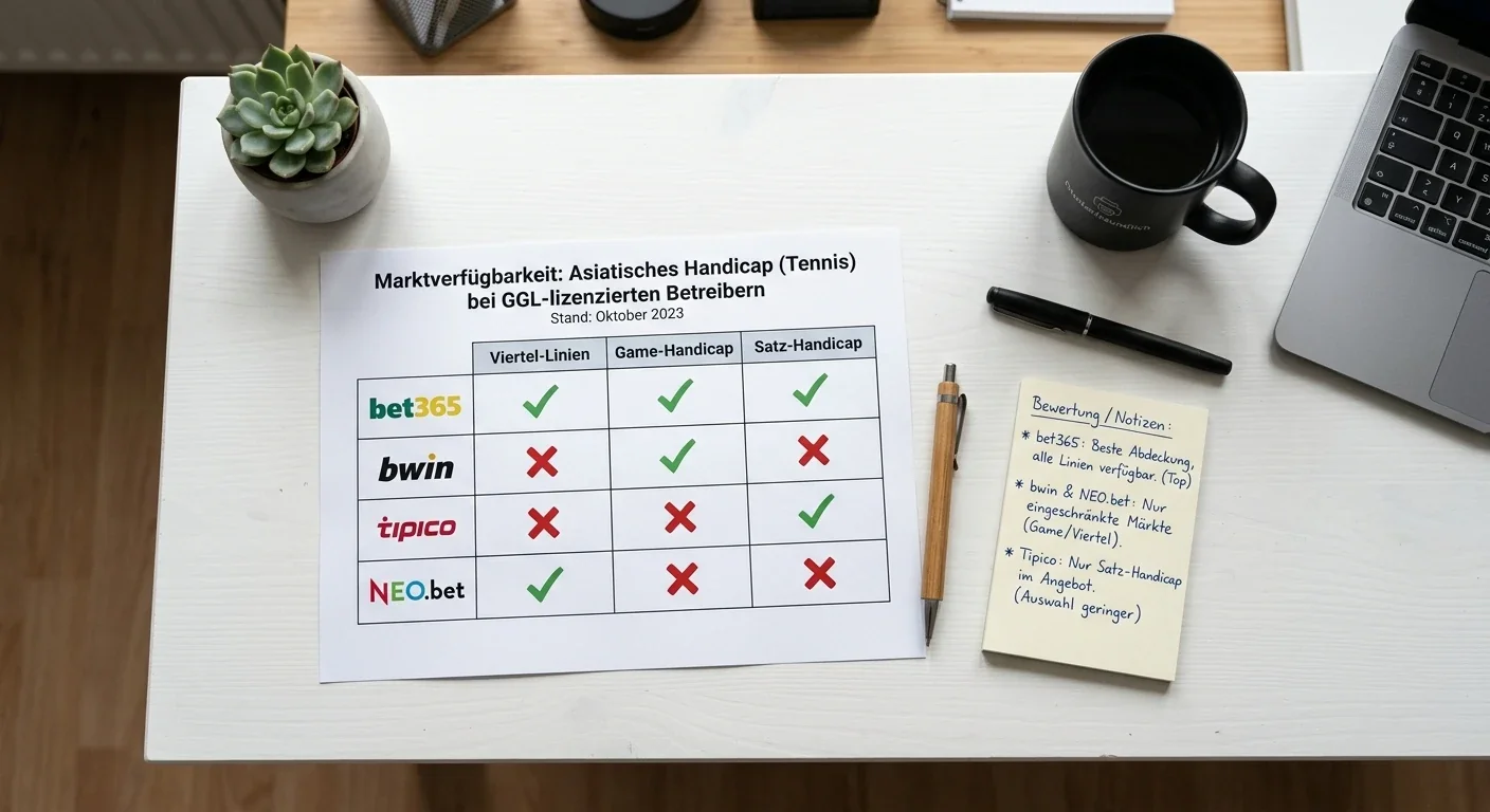 GGL-lizenzierte Anbieter für Asian Handicap Tennis: bet365, bwin und weitere Buchmacher mit Asian Handicap Märkten