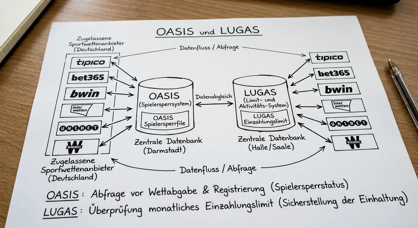 OASIS und LUGAS Spielerschutzsysteme bei GGL-lizenzierten Tennis Handicap Wettanbietern erklärt