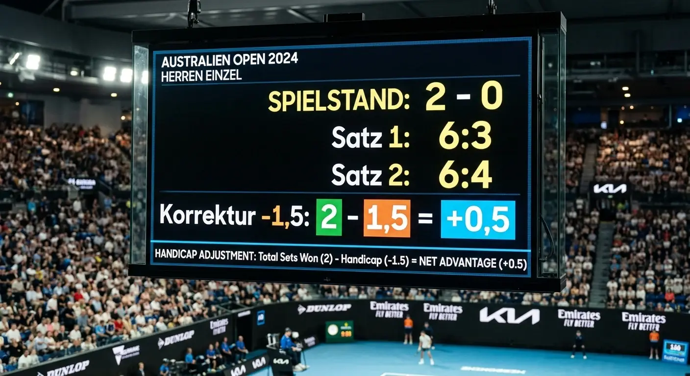 Tennis Satz-Handicap Zählung erklärt: Korrektur des Satzergebnisses bei -1,5 und -2,5 Linien