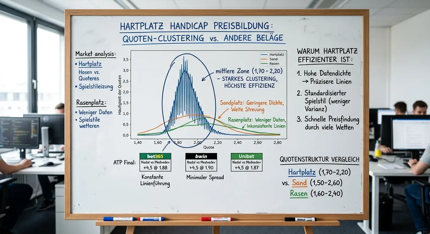 Markt-Effizienz bei Hartplatz Tennis Handicap im Vergleich zu anderen Belägen