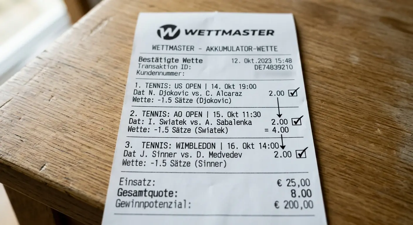 Kombiwetten-Akkumulator mit mehreren Tennis Handicap Legs und multiplizierten Quoten