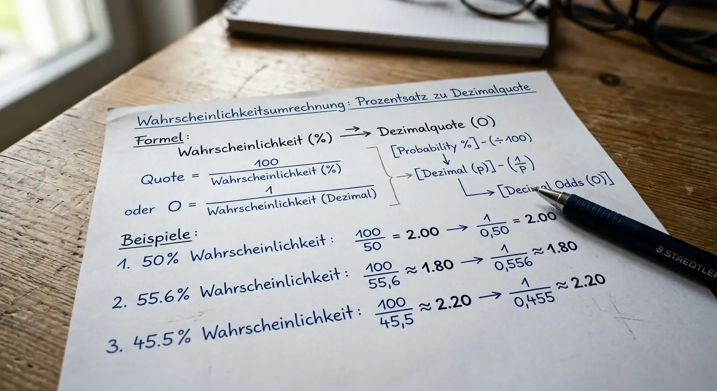 Umrechnung von Wahrscheinlichkeiten in Tennis Handicap Quoten — Grundformel und Beispiele für Buchmacher-Kalkulation