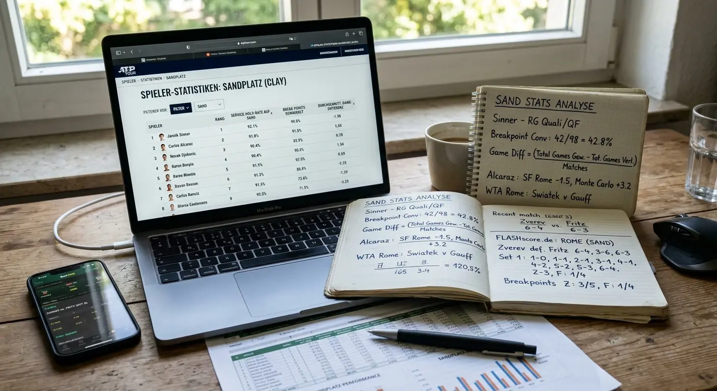 Sandplatz-Statistikquellen für fundierte Tennis Handicap Analysen