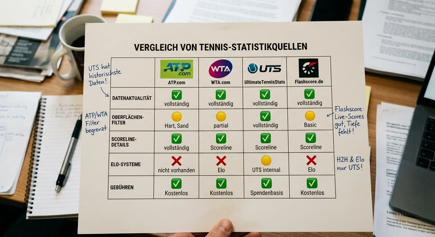 Vergleich der wichtigsten Tennis Statistikquellen für Handicap Wetten: Stärken und Schwächen
