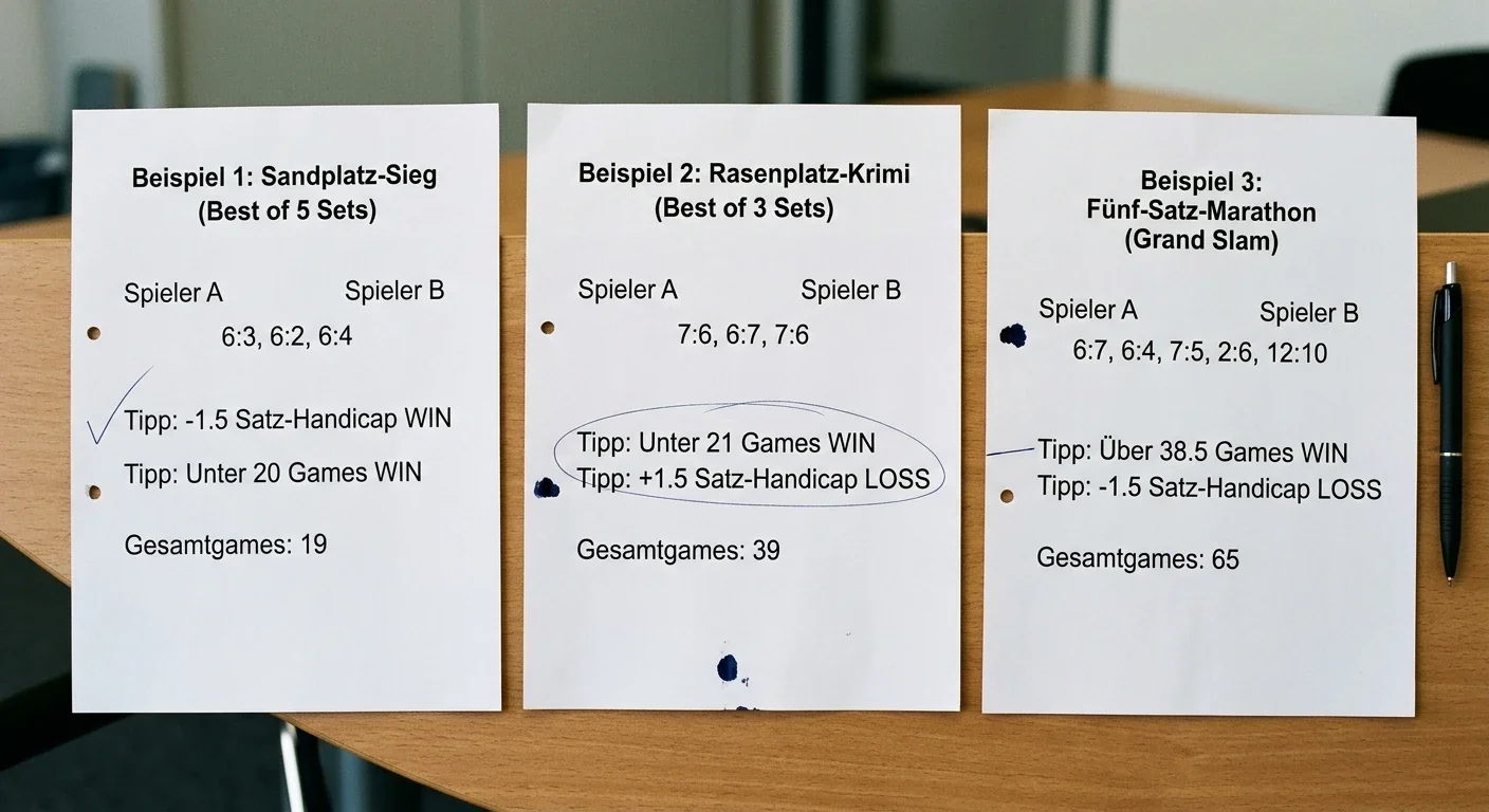 Praxisbeispiele Tennis Handicap vs Over/Under mit gleicher Analyse und unterschiedlichem Marktergebnis