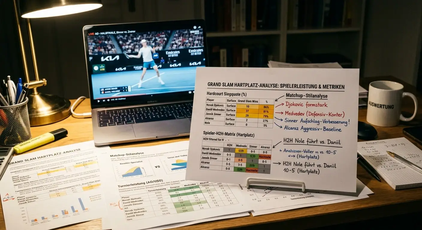 Analyse-Tipps für Hartplatz Grand Slam Handicap Wetten mit Turnierphase und Spielstil-Faktoren