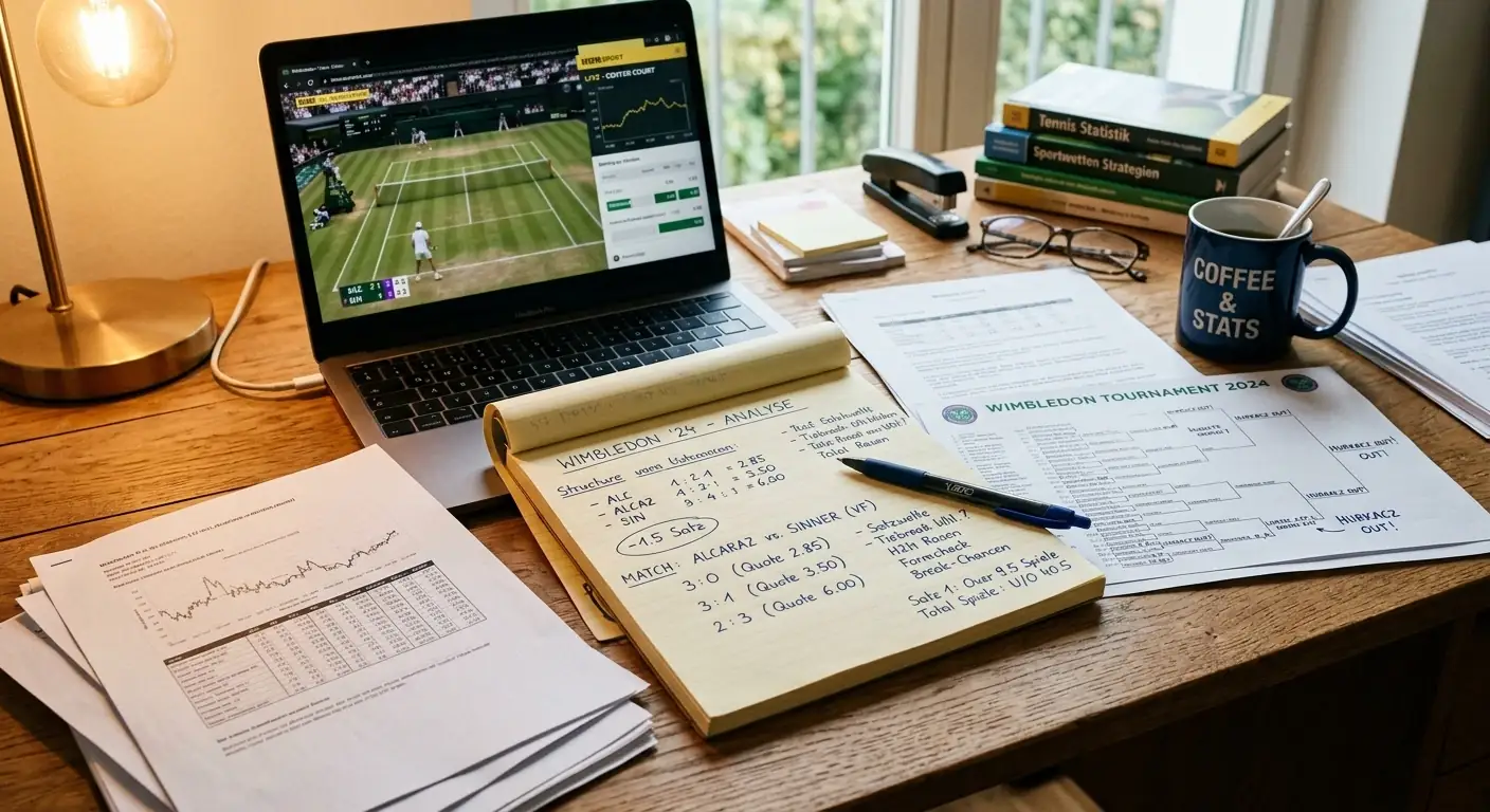 Satz-Handicap -1,5 Linie bei Wimbledon Favoriten-Matchups im Best-of-5
