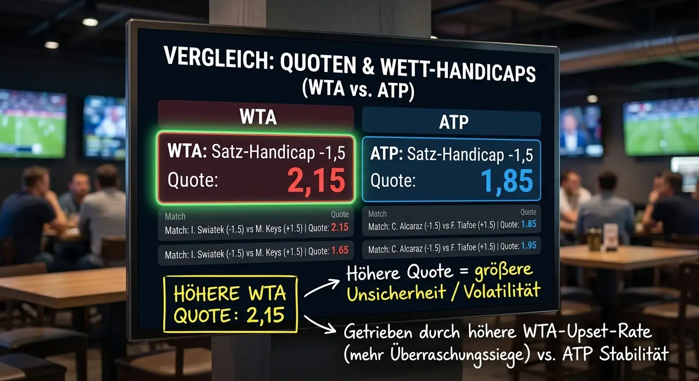WTA Handicap-Linien im Vergleich zur ATP — Unterschiede in der Liniensetzung der Buchmacher